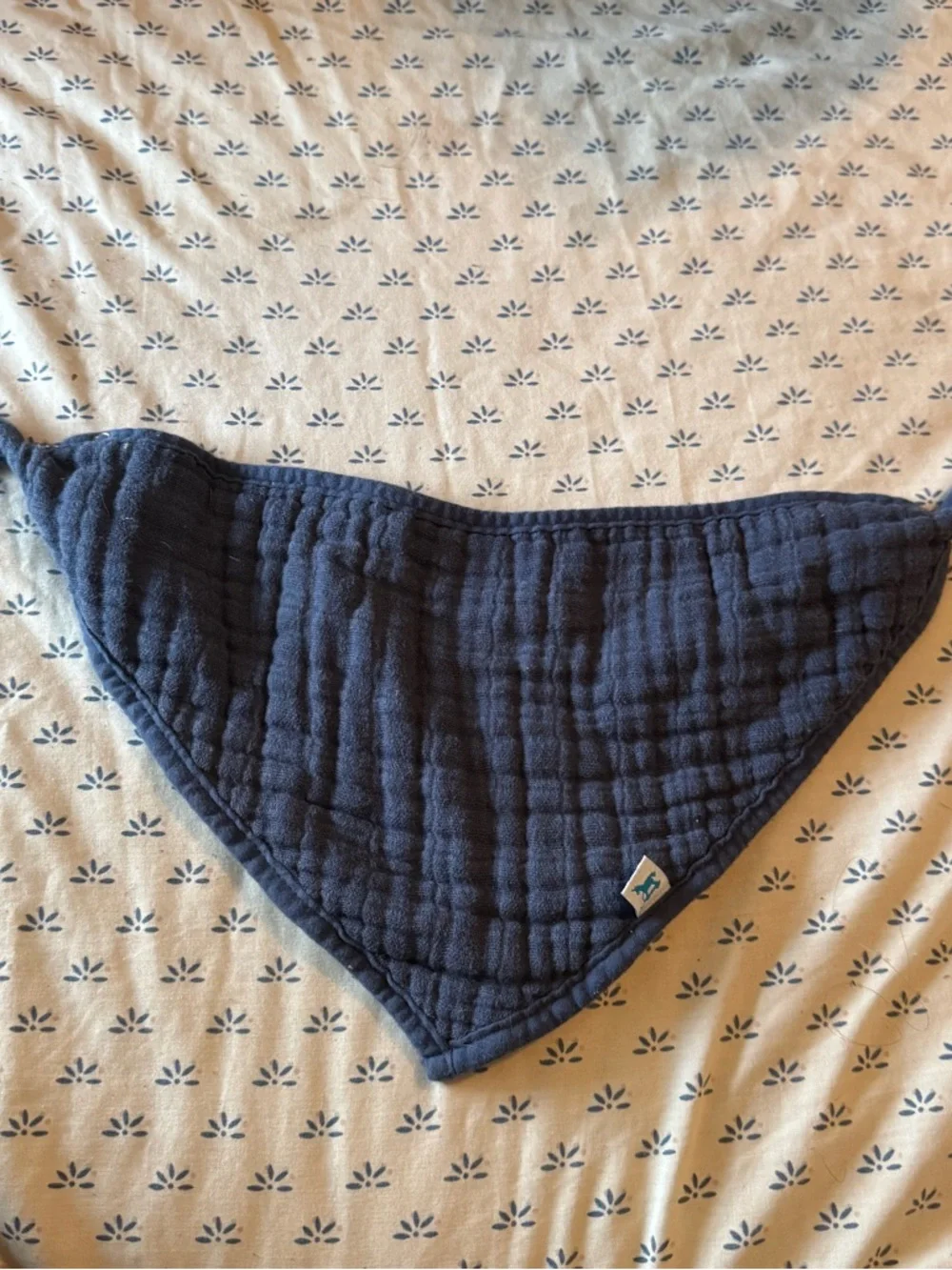 Little Unicorn Cotton Muslin Bandana Bib Navy Blue Solid Kids Accessory Snap